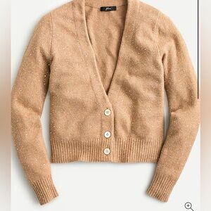 J.Crew Supersoft Sparkle V-Neck Cardigan – Size Medium | Camel